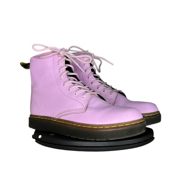 Dr. Martens Zavala J Combat Side Zip Boots Size 5 Leather Pale Pink Womens - Picture 3 of 6